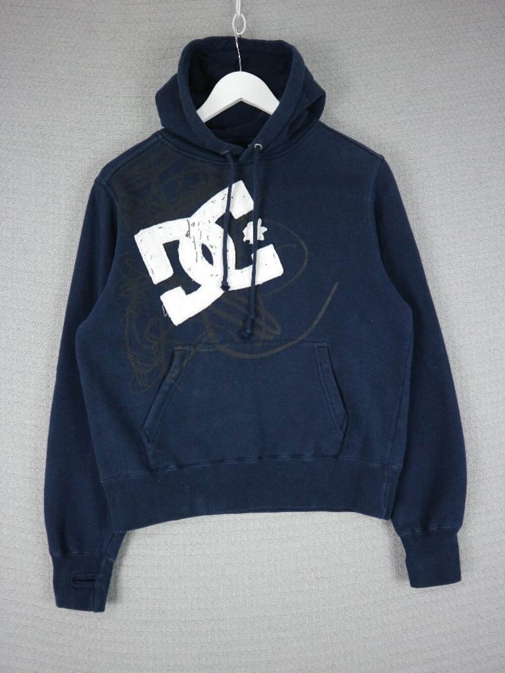 DC Skateboarding Vintage Patch Logo Hoodie Navy Y2K Size Small Grunge Streetwear